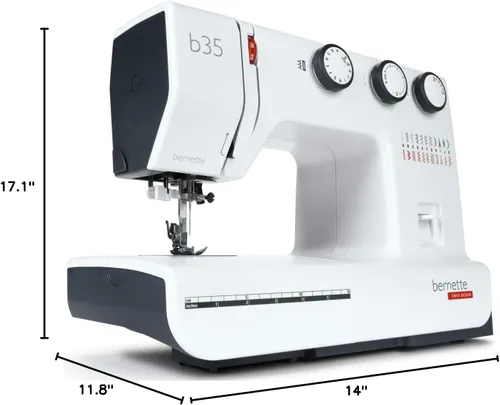 Miniatura 4 de Bernette Máquina de coser B35 de diseño suizo con 23 puntadas, 7 pies prensatelas, ojal automático, acolchado, construcción resistente, luz LED