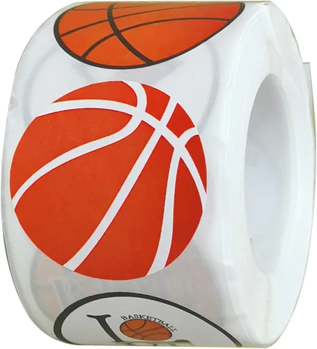 500 etiquetas adhesivas de baloncesto – Suministros para fiestas deportivas de baloncesto, decoración de regalos, frascos, cartas, calcomanías de