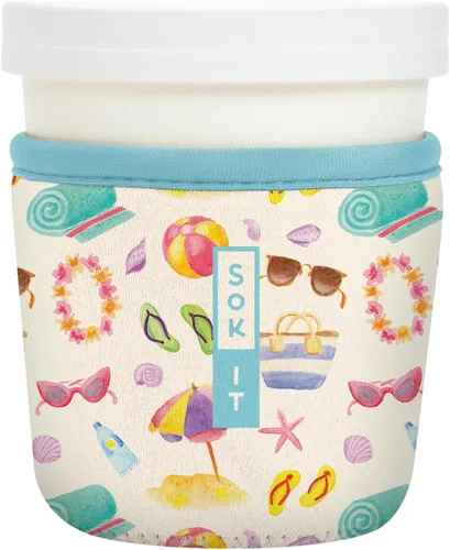Miniatura 129 de Sok It IceCreamSok - Funda de neopreno aislada (flores abstractas, pintas de helado cónicas)