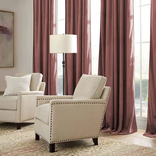 Miniatura 5 de RYB HOME - Cortinas de terciopelo opacas, fondo de bajo consumo, para sala, decoración de festival, dormitorio de niñas y comedor, rosa Rosa salvaje