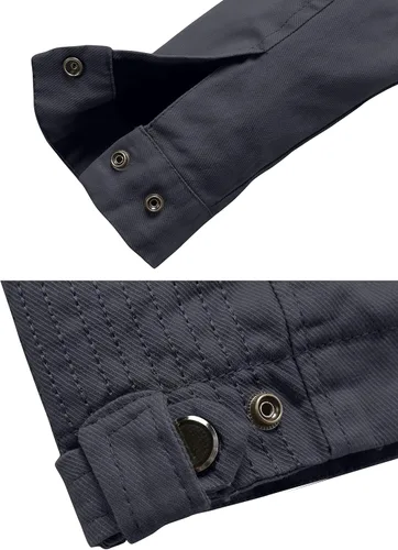 Miniatura 5 de Wantdo chaqueta cierre frontal liviana cuello parado de algodón para hombre