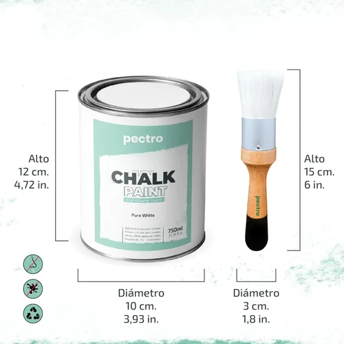 Miniatura 5 de Pintura de tiza para muebles, 25 onzas líquidas (25.4 fl oz) + pincel especial para pintura de tiza, pintura para muebles, sin lijar ni imprimar