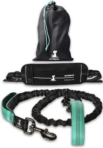 Miniatura 35 de SparklyPets Double Bungee Waist 2 Dog Leash with Back Brace – Dual Dog Leash for Medium/Large Breeds – Running Belt Fanny Pack with Phone, Waste