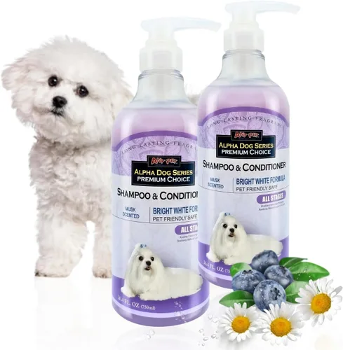 Bright White - Champú y acondicionador natural para perros con aloe vera, juego de champú y acondicionador para perros con pH equilibrado, sin
