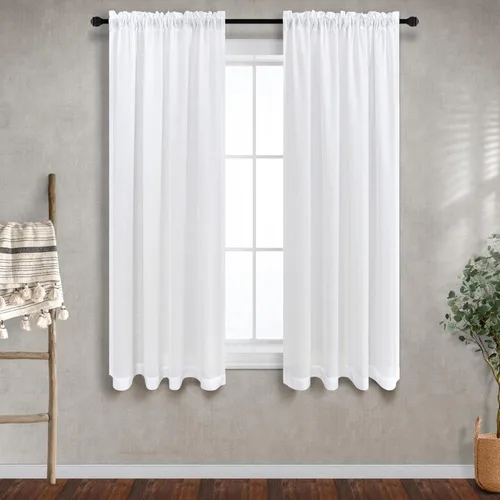 Miniatura 60 de Cortinas blancas puras de 38 pulgadas de ancho para dormitorio, juego de 2 paneles de cortinas de privacidad con bolsillo para barra, cortinas