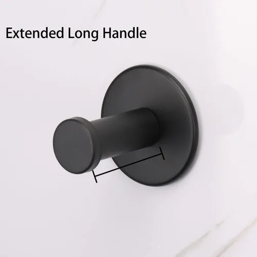 Miniatura 4 de Ganchos para Toallas de Baño, Paquete de 6 Ganchos Autoadhesivos para Abrigos, Gancho Resistente para Bata Sin Perforación, Colgador de Ropa Negro 6
