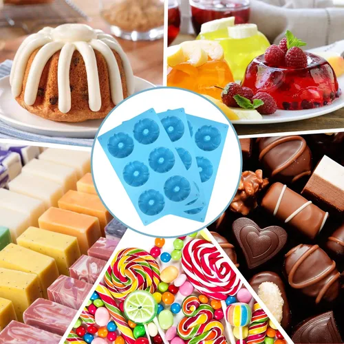 Miniatura 7 de Palksky Mini tubo estriado de silicona 6-cavidad (3PCS), multi-cavidad pequeña pastel hornear pan, mini moldes para chocoflan
