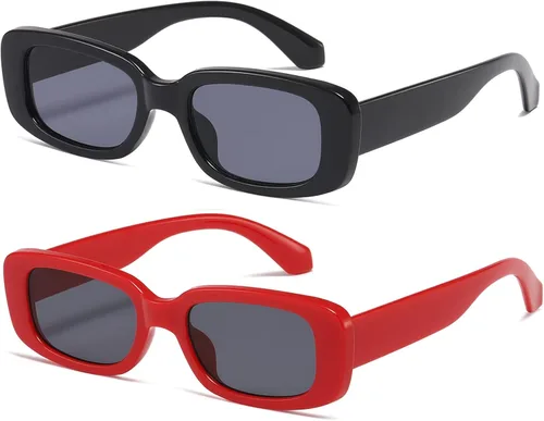 kimorn Lentes de sol rectangulares para mujeres y hombres, modernos, retro, a la moda, gafas de sol vintage de los años 90, protección UV 400, marco