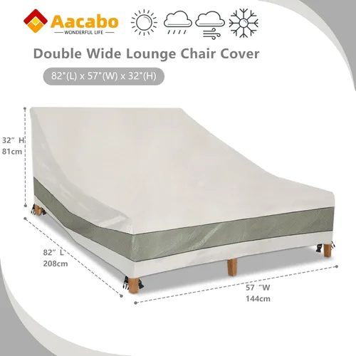 Miniatura 2 de Funda doble para tumbona impermeable, resistente de 82 pulgadas, doble ancho, para patio, sillón, color beige