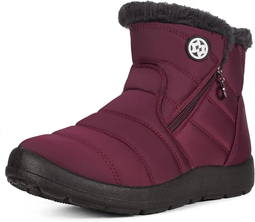 Miniatura 29 de Eagsouni Botas de nieve para mujer, botines de invierno para mujer, con forro de piel cálida, botines gruesos con cremallera, zapatos planos