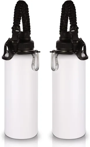 Volhoply Botellas de agua aisladas en paquete de 2, 40 onzas, botella deportiva de acero inoxidable con asa de paracord y tapa con boquilla, taza de