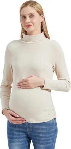 Miniatura 6 de Foucome Camisas de manga larga de cuello alto para maternidad, con forro polar, básicas, ajustadas, ropa interior térmica para embarazo