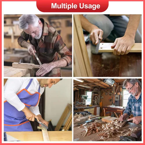 Miniatura 6 de Juego de Cepillo Curvo Ajustable 2 piezas Cepillo Curvo 4 piezas Cuchilla de Metal y Lima de Madera de 4 Vías, Cepilladora Manual con Base Plana