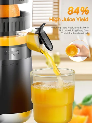 Miniatura 4 de FOHERE Exprimidor eléctrico de cítricos, máquina exprimidora de naranja manos libres con 2 conos intercambiables, exprimidor automático de jugo