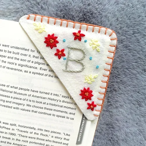 Miniatura 69 de Marcapáginas de esquina bordadas a mano personalizadas, Marcadores para mujeres, Marcador personalizado para los amantes de los libros, lindo Verde