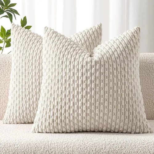 MIULEE - Paquete de 2 fundas de cojín decorativas, modernas y boho, de terciopelo, con textura a rayas, para sofá, cama, sala de estar, decoración