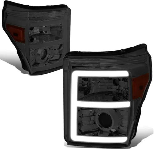 DNA MOTORING HL-HPL-LED-FSU13-SM-AM-T2 Par de faros delanteros LED E-Styling DRL de repuesto compatible con Ford F-250 F-350 F-450 F-550 Super Duty