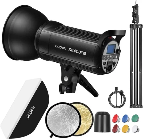 Miniatura 10 de GODOX MS300V - Kit de luz de fotografía flash de estudio, 2.4G 300W Bowens Mount Strobe Flash Kit de iluminación con soporte de luz, caja de luz