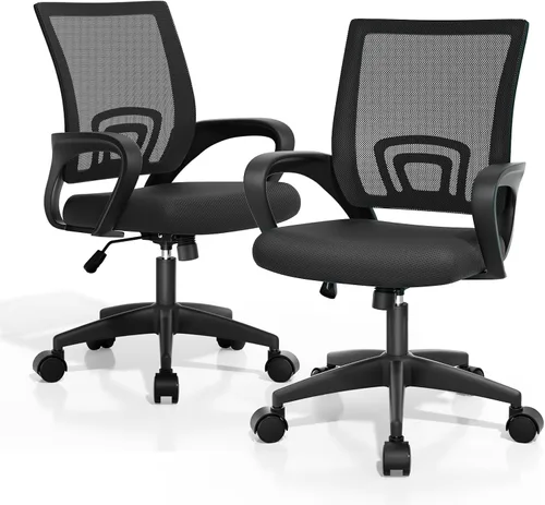 Miniatura 34 de Magshion Silla ergonómica de escritorio de oficina, silla de computadora de malla con respaldo medio, silla giratoria con respaldo transpirable