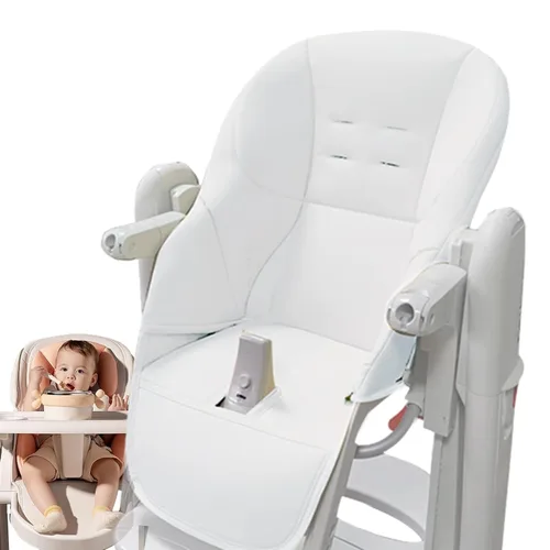 Miniatura 7 de LAFANDE Fundas para silla alta para bebé, cojín para silla de comedor de bebé, funda de piel sintética con acolchado para silla de comedor Peg Blanco