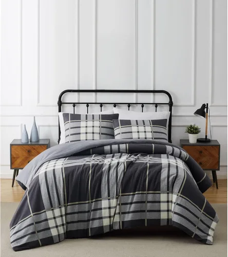 Miniatura 7 de TRULY SOFT Milo Plaid Full/Queen - Juego de edredón de franela de 3 piezas