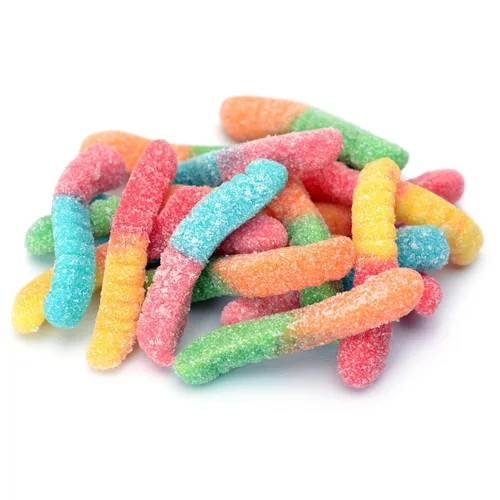 Miniatura 3 de Yupik Gusanos de neón ácidos, 2.2 libras (35.2 onzas), sin gluten, agridulce, sabores afrutados, revestimiento azucarado, gomitas pequeñas