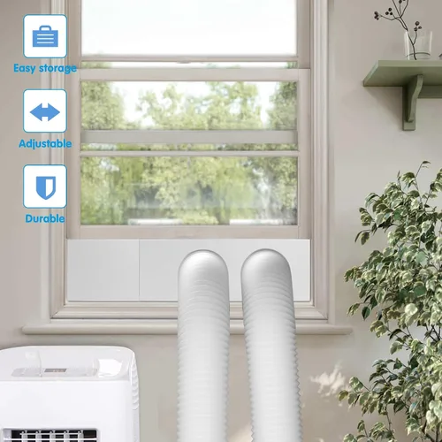 Miniatura 7 de Air Jade Kit de sellado de ventana de aire acondicionado portátil de doble manguera, 3 piezas de ventilación de ventana de CA para aire
