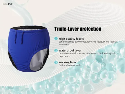 Miniatura 2 de Pañales de natación reutilizables para jóvenes, para incontinencia, impermeables, a prueba de fugas, unisex (5-8T, azul)