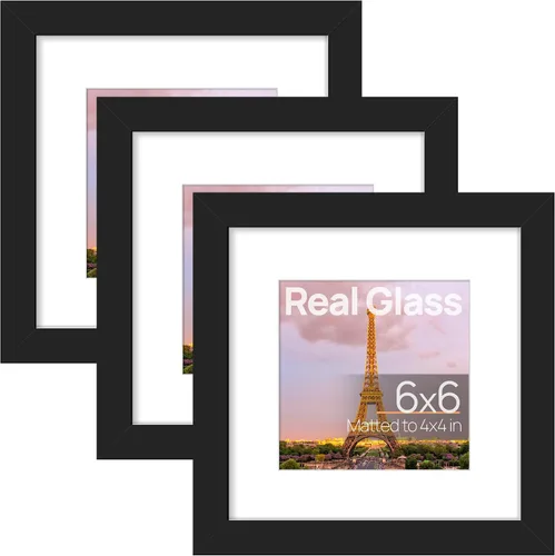 Miniatura 8 de upsimples Juego de 3 marcos de fotos de 5 x 7 pulgadas, hechos de cristal de alta definición para 4 x 6 con alfombrilla o 5 x 7 sin alfombrilla