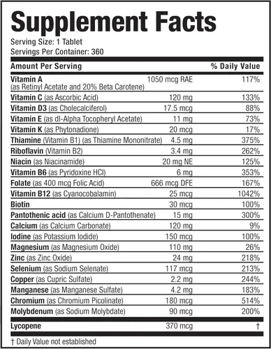 Miniatura 8 de Bronson ONE Daily Multivitamínico Completo Multimineral para Hombres 50+, 360 Tabletas