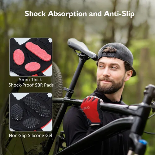 Miniatura 2 de AKASO Guantes de ciclismo de medio dedo, guantes de bicicleta para hombres y mujeres, guantes de ciclismo para mujeres, guantes de MTB