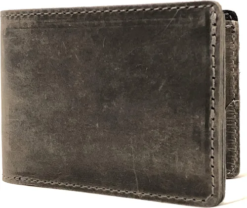 Anthology Gear - Cartera de cuero minimalista de grano completo para hombre acero envejecido