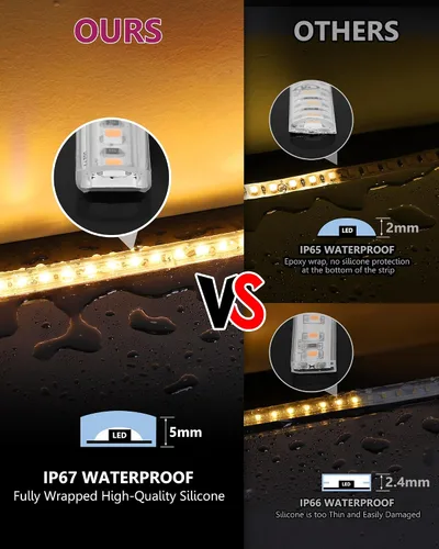 Miniatura 2 de EMITEVER Tira de luces LED para exteriores, impermeable, 16.4 pies, 2700 K, blanco cálido, 24 V, cinta LED de silicona regulable, iluminación IP67