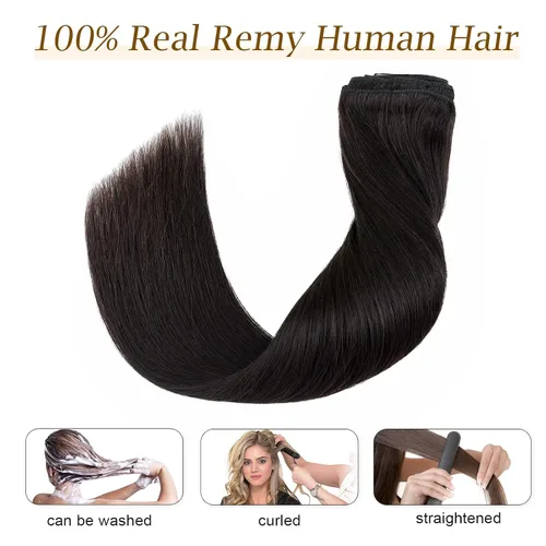 Miniatura 2 de 10 –22 pulgadas doble trama extensiones de cabello 100% humano clip en de trama Grado 7 a calidad Grueso Largo Suave Sedoso recta 8pcs 18 Clips