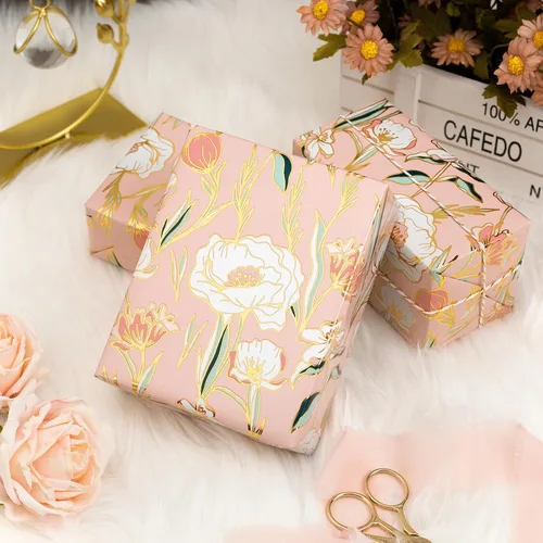 Miniatura 7 de Rollo de papel de regalo floral Merture - 43.2 cm X 10 m - 1 rollo (4.32 m². total) Papel de regalo rosa para boda Papel de regalo para boda