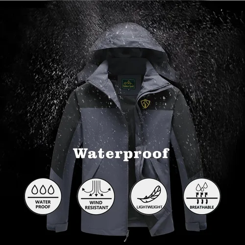 Miniatura 8 de GIISAM Chaqueta de lluvia para hombre, impermeable, ligera, para exteriores, rompevientos con capucha