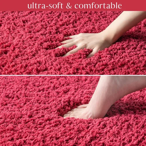 Miniatura 3 de Ashler Runners - Juego de 2 alfombras de baño largas antideslizantes, absorbentes de agua rojas, alfombras de ducha ultra suaves, alfombra de baño