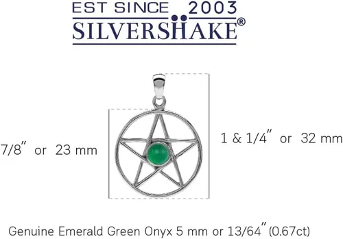 Miniatura 14 de Silvershake Colgante o colgante Wiccan de plata de ley 925 chapada en oro amarillo de 0.197 in con forma redonda de pentagrama de estrella