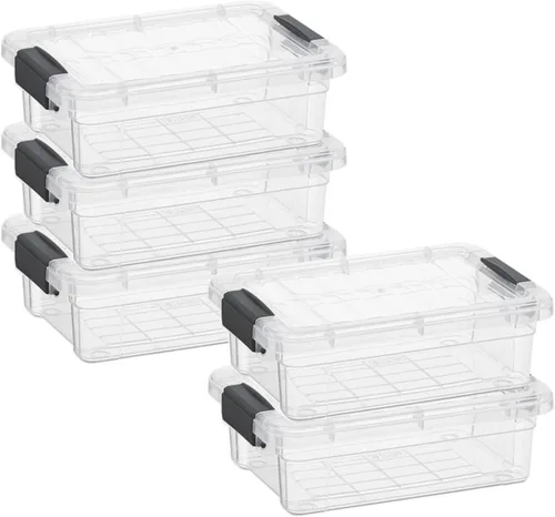 Miniatura 53 de Superio Cajas de almacenamiento transparentes con tapas, contenedores de plástico de 2.5 cuartos de galón para organizar, cajas apilables, sin BPA