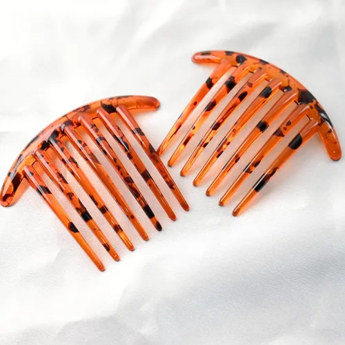 Peine lateral de plástico para el cabello, juego de peines laterales de pelo francés rosa, peine giratorio de plástico, accesorios para niñas y