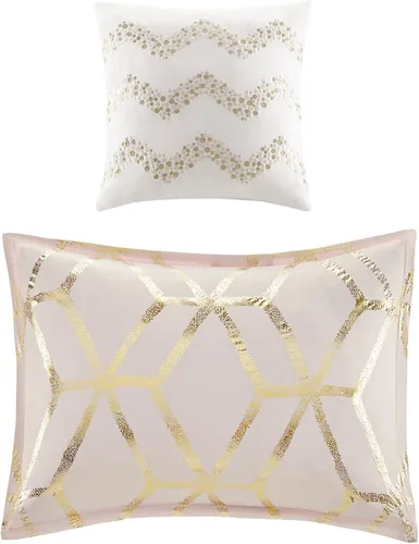 Miniatura 8 de Comfort Spaces Vivian juego de edredón ultra suave para todas las estaciones, ligero y moderno, ropa de cama con estampado geométrico, metálico