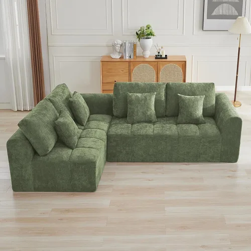 Miniatura 21 de Sofás modulares deshuesados de 140 pulgadas para sala de estar, sofá modular modular de nube comprimida, sofá moderno en forma de U de 9 plazas Gris