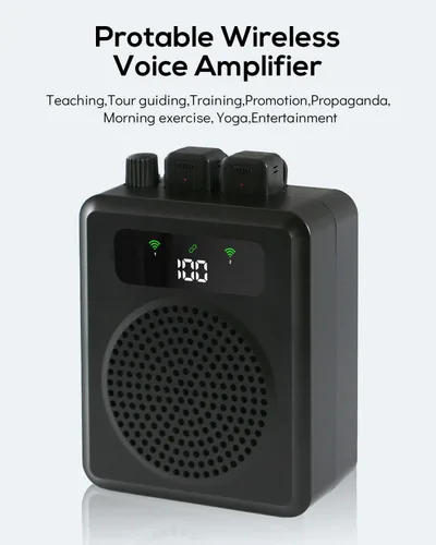 Miniatura 8 de Amplificador de voz inalámbrico con micrófonos de solapa, amplificador de voz portátil, micrófono con altavoz, mini megáfono con clip en/micrófono