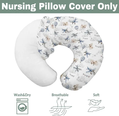 Miniatura 7 de Fundas de almohada de enfermería para niños y niñas, avión, avión, nubes, cielo, para lactancia materna, fundas elásticas suaves para bebés recién
