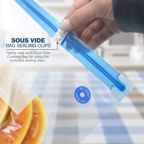 Miniatura 6 de VICARKO 30 bolsas con cremallera al vacío, bolsas selladoras al vacío, almacenamiento de alimentos, bolsas reutilizables, con doble capa, sin BPA