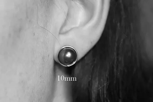 Miniatura 9 de Jessica Luu Jewelry Pendientes de perlas de oro verde oliva 0.236-0.394 in hechos a mano