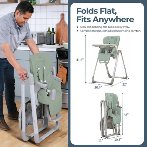 Miniatura 5 de Inglesina My time - Silla alta color menta, silla alta ajustable para bebés y niños pequeños, 4 de altura y 3 ajustes de reclinación, plegable, sin