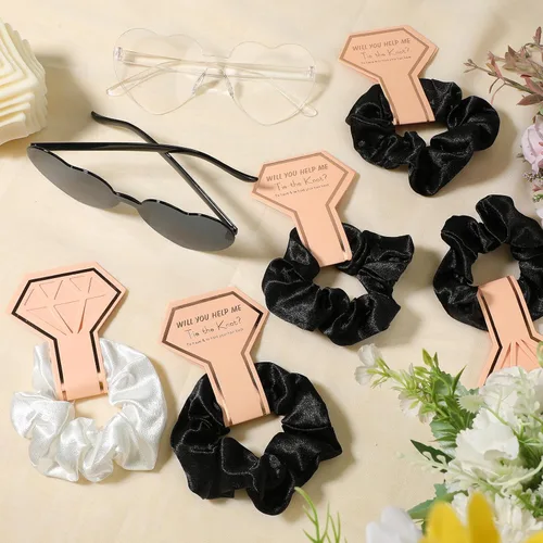 Miniatura 5 de Sweetude 27 bolsas de maquillaje cosmético para dama de honor, regalo para novia, coleteros para el cabello de novia, lazos en forma de corazón