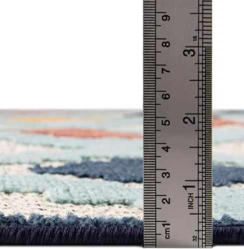 Miniatura 2 de Unique Loom Belize Outdoor Collection - Alfombra Sarstoon (2 x 8 pies, color marfil/azul claro)