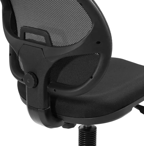 Miniatura 7 de Silla con respaldo de malla de lujo con pie ajustable, Acero inoxidable, Negro